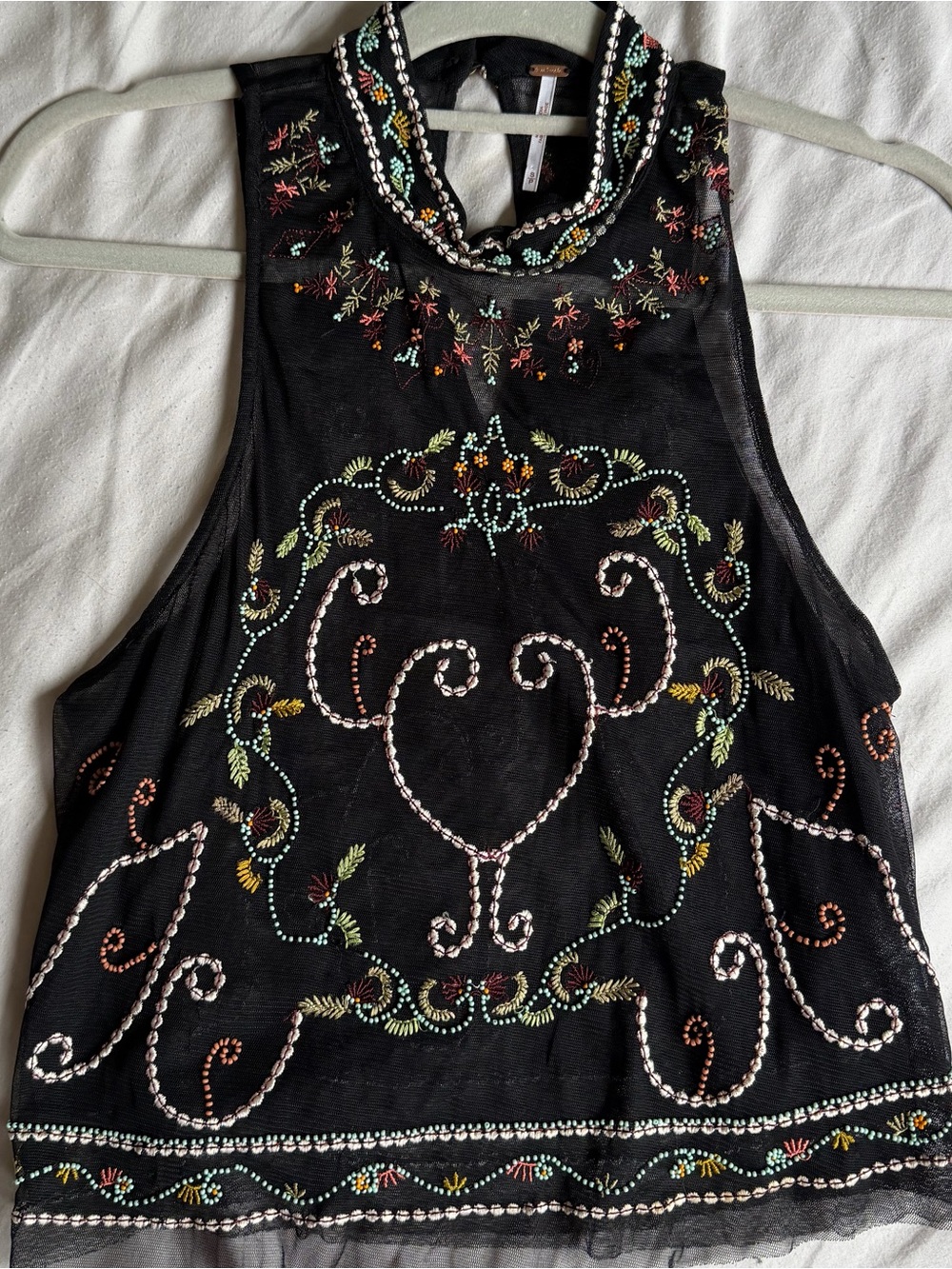 Free People Beaded Embroidered Top